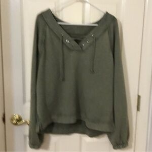 Aerie Olive Fun Lace Up Sweatshirt Women’s Large